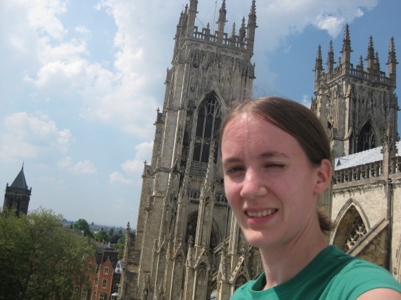 Even though I look superimposed here, I can assure you that I was, in fact, in the middle of climbing York Minster here. (Sadly, this is 1 of only 2 photos of me in York... and the better of the 2!)